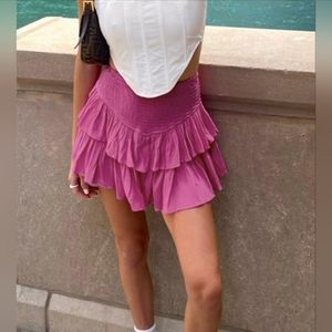 Smocked ruffle layered skirt S